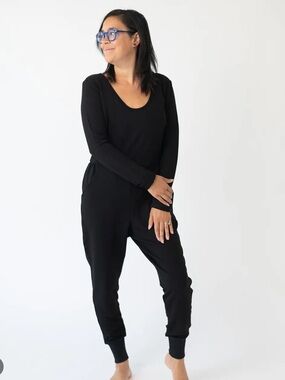 Lost in Layers French Terry long sleeve jumpsuit black M/L loungewear comfy